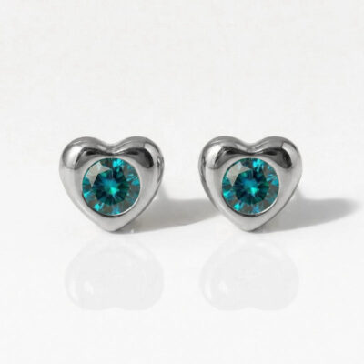 Nina Heartlite Blue Zircon Cerrahi Çelik 316L Çelik Kulak Delme Küpesi
