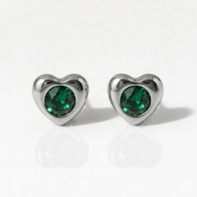 Nina Heartlite Emerald Cerrahi Çelik 316L Çelik Kulak Delme Küpesi