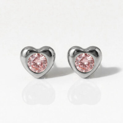 Nina Heartlite Light Rose Cerrahi Çelik 316L Çelik Kulak Delme Küpesi
