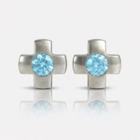 Nina Crosslite Aquamarine Cerrahi Çelik 316L Çelik Kulak Delme Küpesi