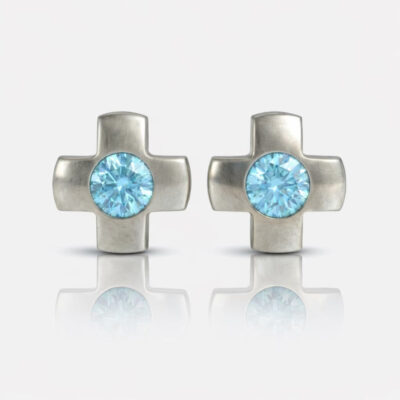 white_Crosslite_Aquamarine.jpg Nina Crosslite Aquamarine Cerrahi Çelik 316L Çelik Kulak Delme Küpesi