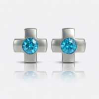 Nina Crosslite Blue Zircon Cerrahi Çelik 316L Çelik Kulak Delme Küpesi