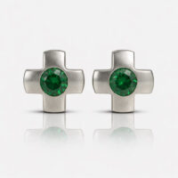 Nina Crosslite Emerald Cerrahi Çelik 316L Çelik Kulak Delme Küpesi