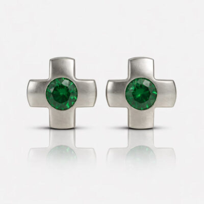 Nina Crosslite Emerald Cerrahi Çelik 316L Çelik Kulak Delme Küpesi