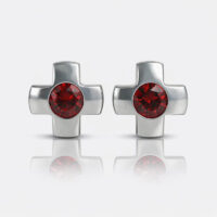 Nina Crosslite Garnet Cerrahi Çelik 316L Çelik Kulak Delme Küpesi
