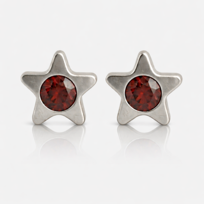 Nina Starlite Garnet Cerrahi Çelik 316L Çelik Kulak Delme Küpesi