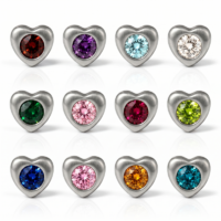 whiteheartliteassorted.png Nina Heartlite Assorted Cerrahi Çelik 316L Çelik Kulak Delme Küpesi