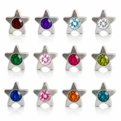whitestarliteassorted.png Nina Starlite Assorted Cerrahi Çelik 316L Çelik Kulak Delme Küpesi